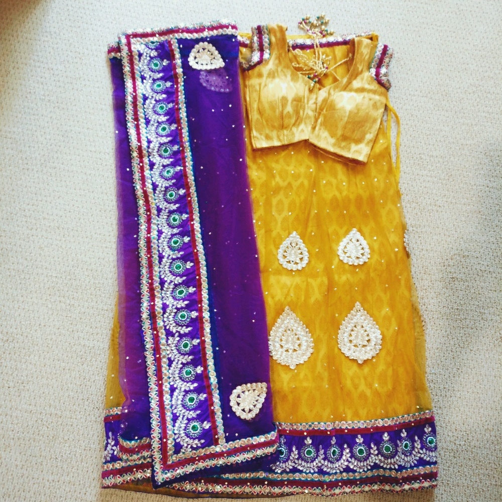 Wedding Yellow and Purple Choli